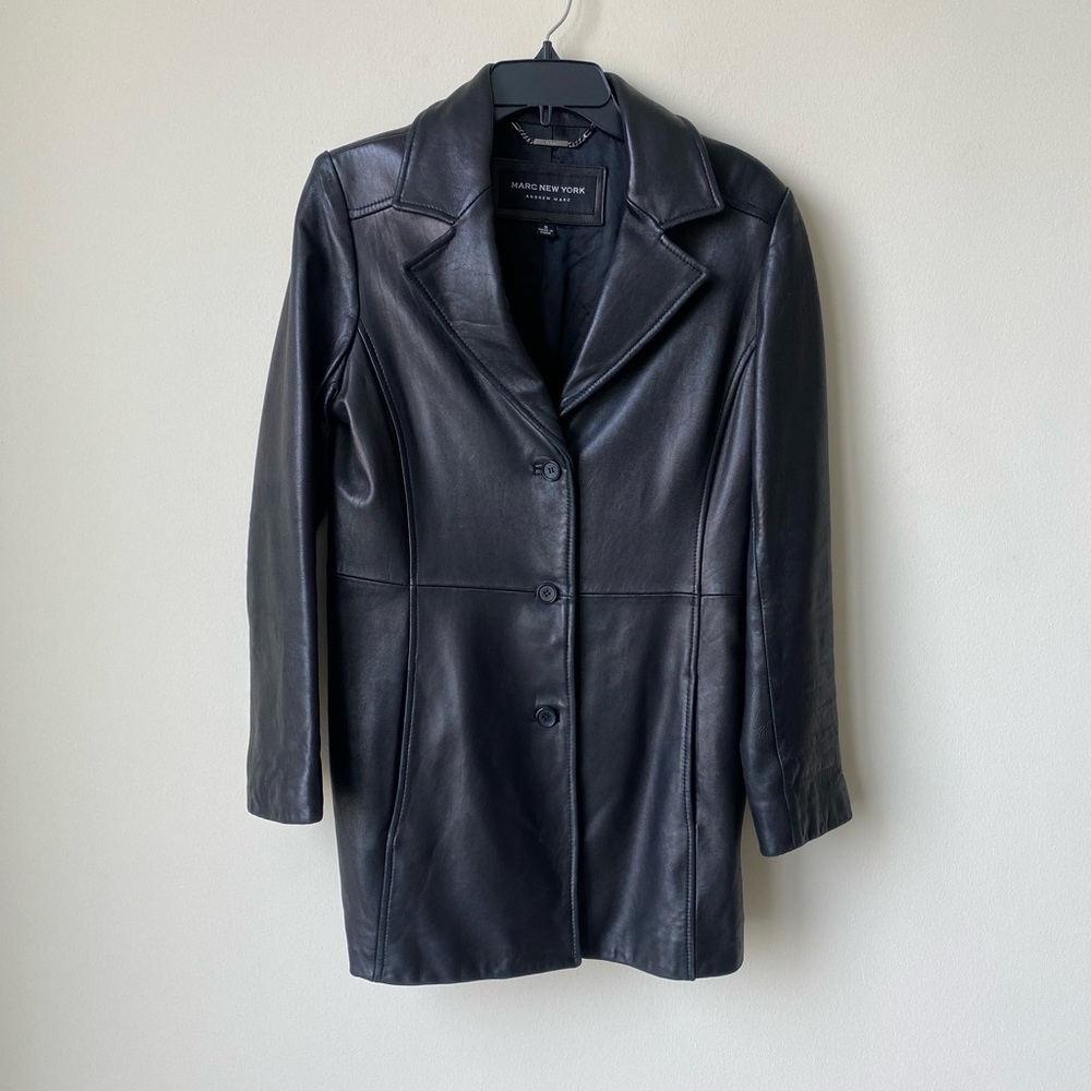 Designer Andrew Marc black Soft Leather Jacket